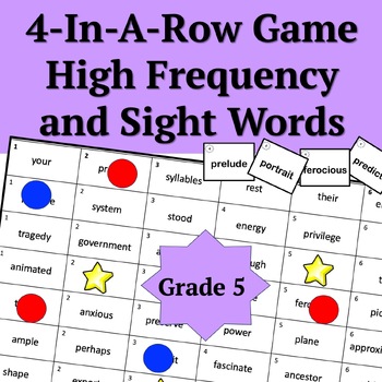 Preview of High Frequency and Sight Words "4-In-A-Row" Game | Grade 5 | PowerPoint Editable