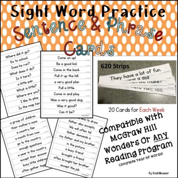 Preview of Sight Word Phrase and Sentence Practice (Compatible With Wonders First Grade)