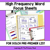 High Frequency Word Worksheets | Dolch Sight Word List Pre-Primer