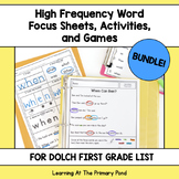 High Frequency Word Worksheets & Games BUNDLE | Dolch Firs