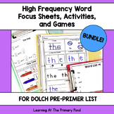High Frequency Word Worksheets & Games BUNDLE | Dolch Pre-