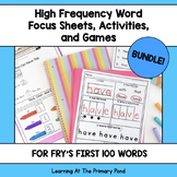 High Frequency Word Worksheets & Games BUNDLE | Fry’s Firs