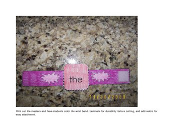 Preview of Sight Word Wrist Bands/Watch / Bracelet, Staple to Assemble