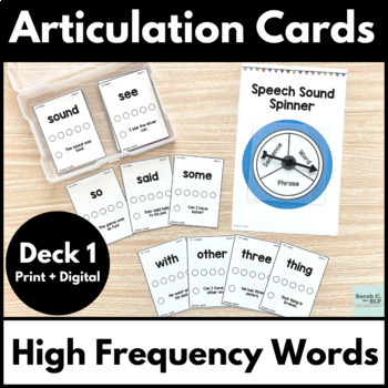 Preview of High Frequency Words Articulation Cards Deck 1 for Speech Therapy & Reading