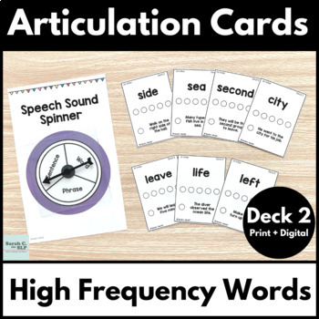 Preview of High Frequency Words Articulation Cards Deck 2 for Speech Therapy & Reading