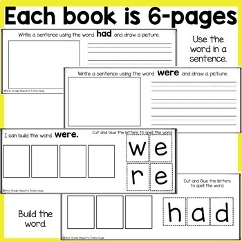 free printable kindergarten sight word books
