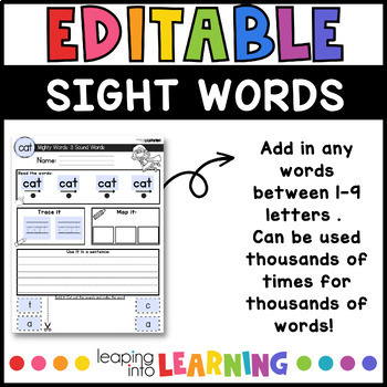 Preview of High Frequency Words | Editable Sight Word Worksheets | Mapping words