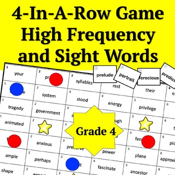 Preview of High Frequency and Sight Word “4-In-A-Row” Interactive Game | Grade 4 | Editable