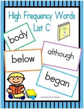 Preview of High Frequency Words (Literacy First) List C Word Cards