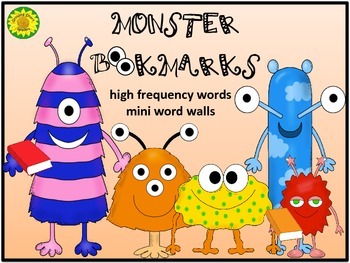 Preview of High Frequency Words Bookmarks: Monster Theme