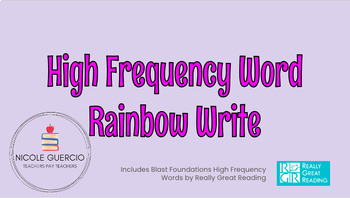 Preview of High Frequency Words Rainbow Write (Really Great Reading)