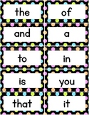 High Frequency Words -  400 Word Wall Words- Neon Polka Dots