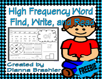 Preview of High Frequency Word Find, Write, and Read Freebie