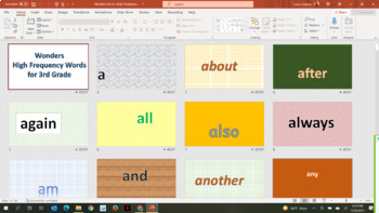 Preview of High Frequency Words for 3rd Grade (Wonders' list for grades 3-6)