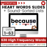 High Frequency and Heart Word Lists & Editable Slides Mapp