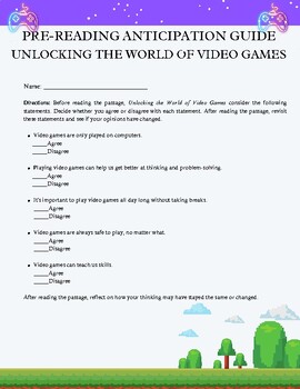 Preview of High Interest 5th Gr. Informational Text with Pre and Post Reading_Video Gaming