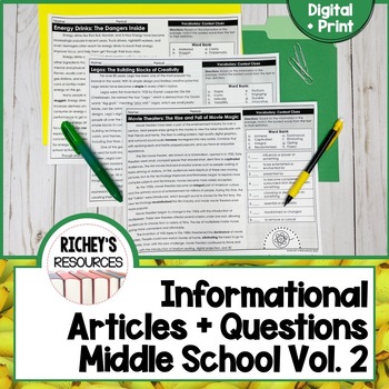 Preview of High-Interest Informational Articles + Questions 2 Print and Digital