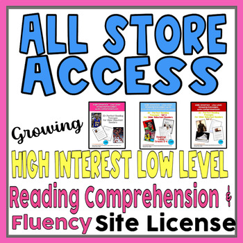 Preview of Hi Lo Reading Comprehension & Fluency for Older Students ALL STORE ACCESS Bundle