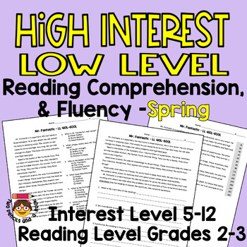 Preview of High Interest - Low Level Reading Comprehension & Fluency Passages Spring