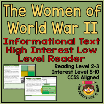 Preview of High Interest Low Level Women of World War II - Deep Learning + Comprehension