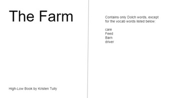 Preview of High Interest, Low Readability Short Story, Dolch Word Book - The Farm