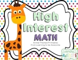 High Interest Math Activities - Animal THEME