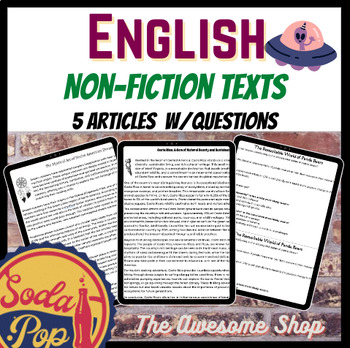 Preview of High Interest Non-Fiction Texts for 8th & 9th Grade W/ Comprehension print & Go
