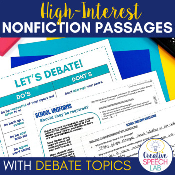 Preview of High Interest Nonfiction Passages with Debate Topics