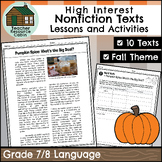 High Interest Nonfiction Reading Passages for Fall (Grade 
