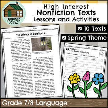 Preview of High Interest Nonfiction Reading Passages for Spring (Grade 7/8 Language)