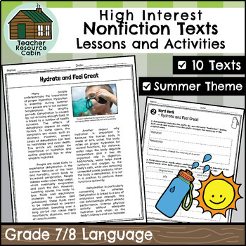 Preview of High Interest Nonfiction Reading Passages for Summer (Grade 7/8 Language)