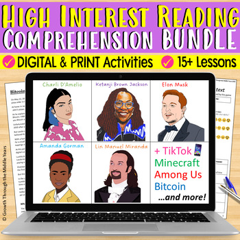 Preview of High Interest Reading Comprehension Bundle (Digital + Print)