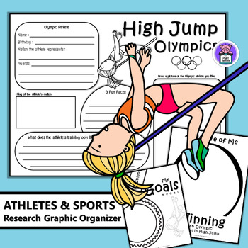 Preview of High Jump Olympics Athletes & Sports Research Graphic Organizers Mini book
