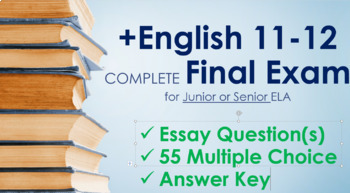 Preview of High Quality & COMPLETE English 11-12 Semester Final Exam for Junior  Senior ELA