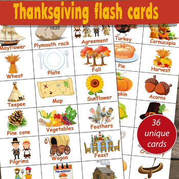 High Quality Printable Thanksgiving flash cards by Valerie Fabre