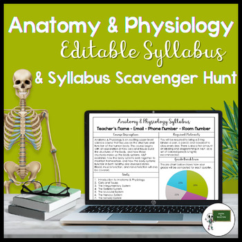 Preview of High School Anatomy and Physiology Editable Syllabus Template Scavenger Hunt