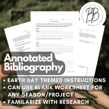 Preview of High School - Annotated Bibliography - Research Practice, Worksheet, Earth Day
