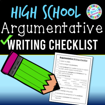 Preview of High School Argumentative Writing Checklist - PDF and digital!!