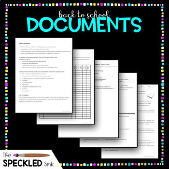 Preview of High School Art Documents. Back to School Paperwork set. 100% Editable