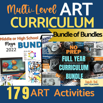 Preview of High School Art Multi Level Art Curriculum Drawing and Painting Project Bundle