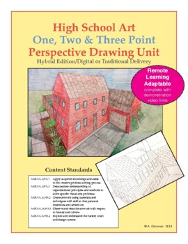 Preview of High School Art - 1,2 & 3 Point Perspective Drawing Remote Learning Adaptable