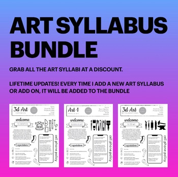 Preview of High School Art Syllabus Bundle! Easy to edit in Google Slides-LIFETIME UPDATES!