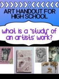 High School Art - WHAT IS A STUDY? helpful handout