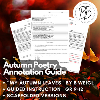 Preview of High School Autumn/Fall Poetry Annotation Guide- Scaffolded Close Reading Guide