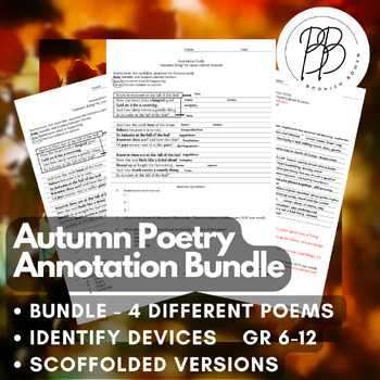 Preview of High School - Autumn/Fall/Thanksgiving Poetry Annotation Guides - A Bundle