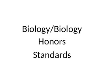 Preview of High School Biology/Honors Biology Common Core Standards