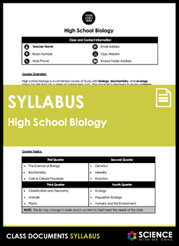 Preview of High School Biology Syllabus or Curriculum Overview FREE