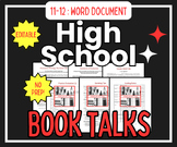 High School Book Talk Assignment Packet