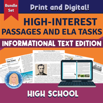 Preview of High School Reading Passages & Comprehension Tasks | Informational Text Edition