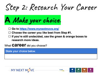Preview of High School Career Day Project (5 Steps): Step 2 - Research a Career